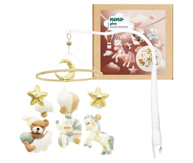 Neno gino – carusel pentru pătuț cu suport de prindere