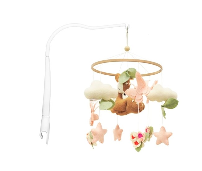 Neno rosi – carusel pentru pătuț cu braț de prindere