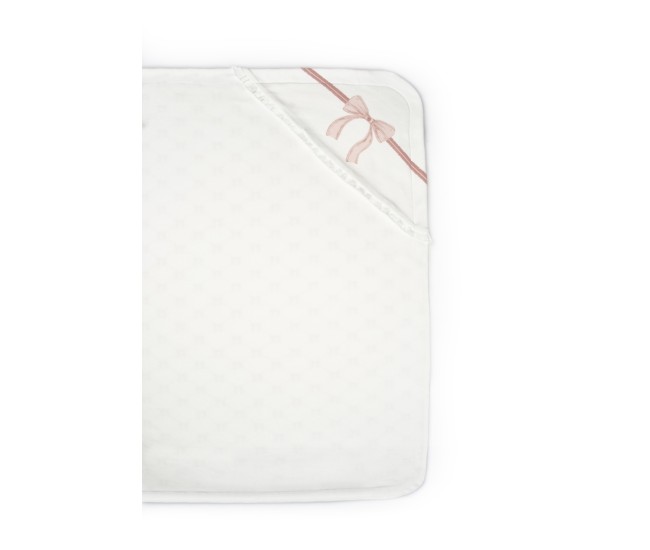 Paturica pentru nou nascut, 100% bumbac organic, bow, babycosy, powder Paturica pentru nou nascut, 100% bumbac organic, bow, babycosy, powder
