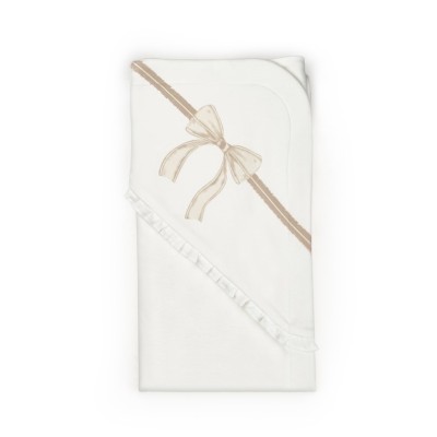 Paturica pentru nou nascut, 100% bumbac organic, bow, babycosy, stone Paturica pentru nou nascut, 100% bumbac organic, bow, babycosy, stone