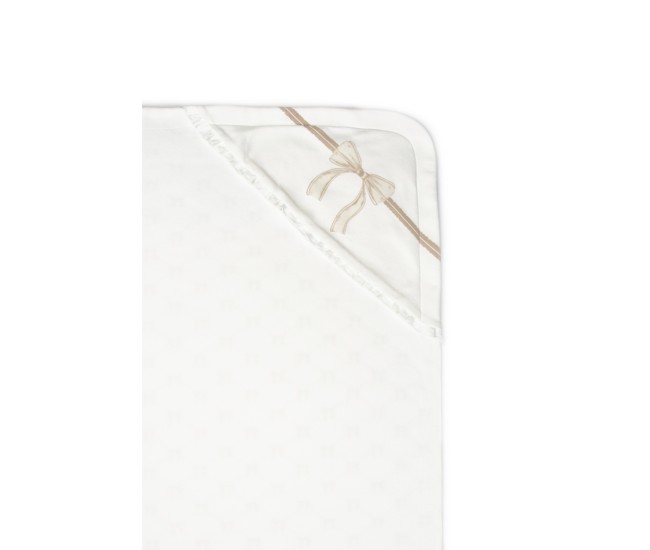Paturica pentru nou nascut, 100% bumbac organic, bow, babycosy, stone Paturica pentru nou nascut, 100% bumbac organic, bow, babycosy, stone