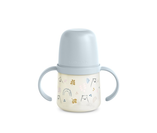 Prima cană cu muștiuc din silicon 150 ml, +4l, bears, albastru, suavinex