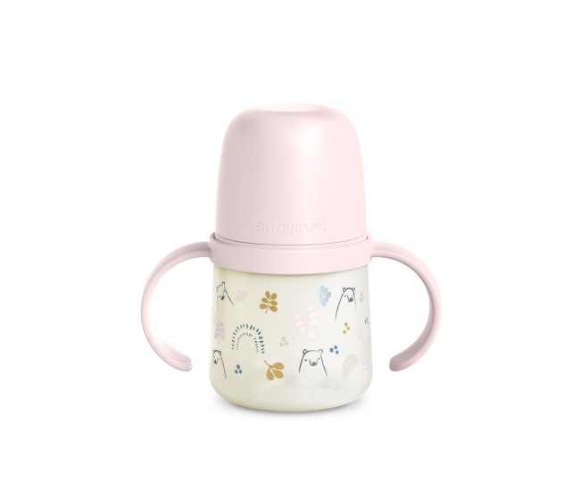 Prima cană cu muștiuc din silicon 150 ml, +4l, bears, roz, suavinex