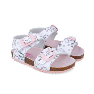 Sandale pentru copii cu pisicute garvalin, 242453, albi (marime: 30)