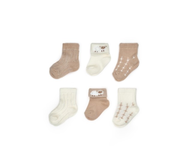 Set 6 perechi ciorapi nou-născut, bej, babycosy (marime: 6-12 luni) Set 6 perechi ciorapi nou-născut, bej, babycosy (marime: 6-12 luni)