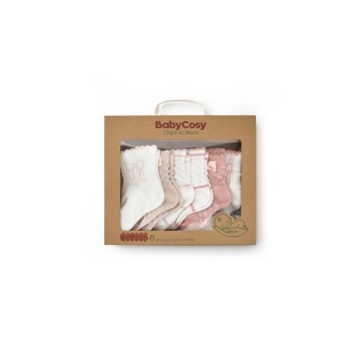 Set 6 perechi ciorapi nou-născut, powder, babycosy (marime: 6-12 luni) Set 6 perechi ciorapi nou-născut, powder, babycosy (marime: 6-12 luni)