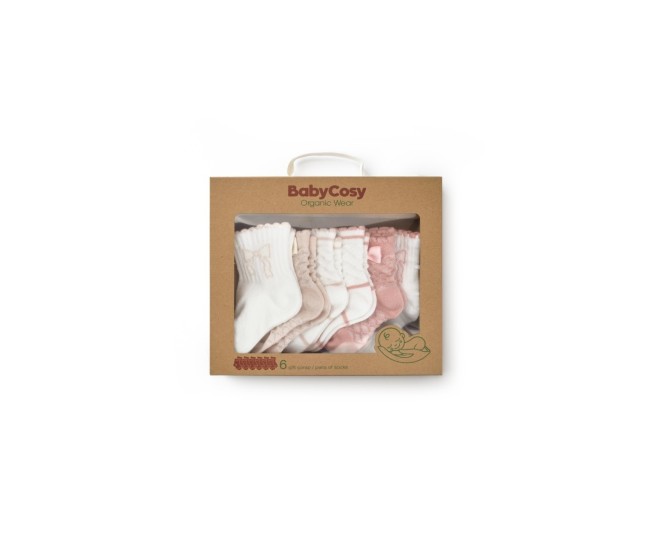Set 6 perechi ciorapi nou-născut, powder, babycosy (marime: 6-12 luni) Set 6 perechi ciorapi nou-născut, powder, babycosy (marime: 6-12 luni)