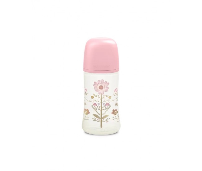 Set biberon 270ml + suzetă 0-6m + lănțișor roz gold premium Set biberon 270ml + suzetă 0-6m + lănțișor roz gold premium