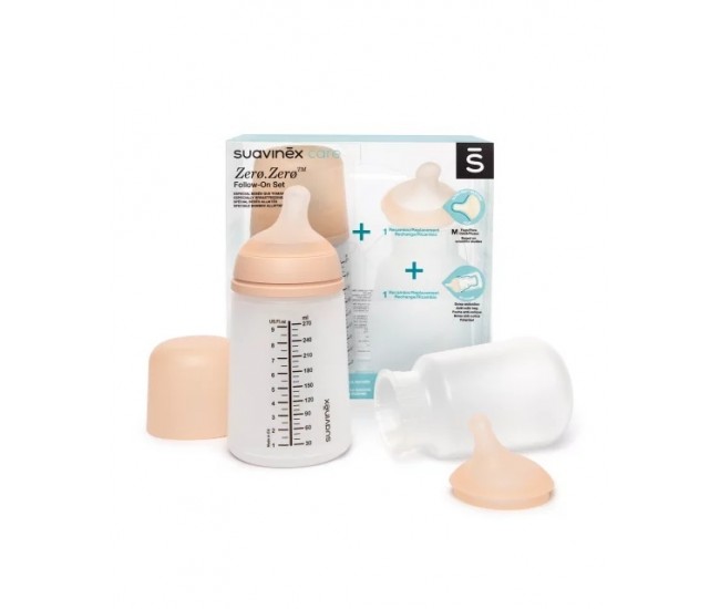 Set biberon anticolici 270 ml + tetină cu debit mediu + săculeț silicon zero zero suavinex Set biberon anticolici 270 ml + tetină cu debit mediu + săculeț silicon zero zero suavinex