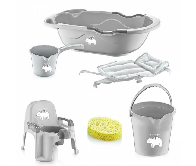 Set cadita de baie cu 6 piese babyjem bebe lux (culoare: roz) Set cadita de baie cu 6 piese babyjem bebe lux (culoare: roz)