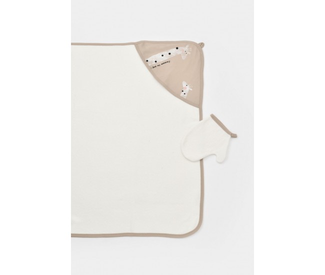Set de baie cu prosop si manusa girafa, babycosy, mink Set de baie cu prosop si manusa girafa, babycosy, mink