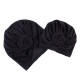 Set turbane mama-copil cu pampoane, negru