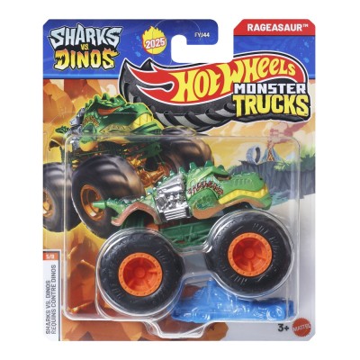 Hot wheels monster truck sharks vs dinos masinuta rageasaur scara 1 la 64