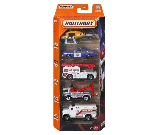 Matchbox set 5 masinute metalice rescue scara 1 la 64 Matchbox set 5 masinute metalice rescue scara 1 la 64