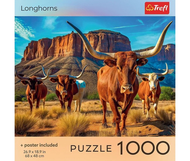 Puzzle trefl 1000 colectia sua longhorns poster inclus Puzzle trefl 1000 colectia sua longhorns poster inclus