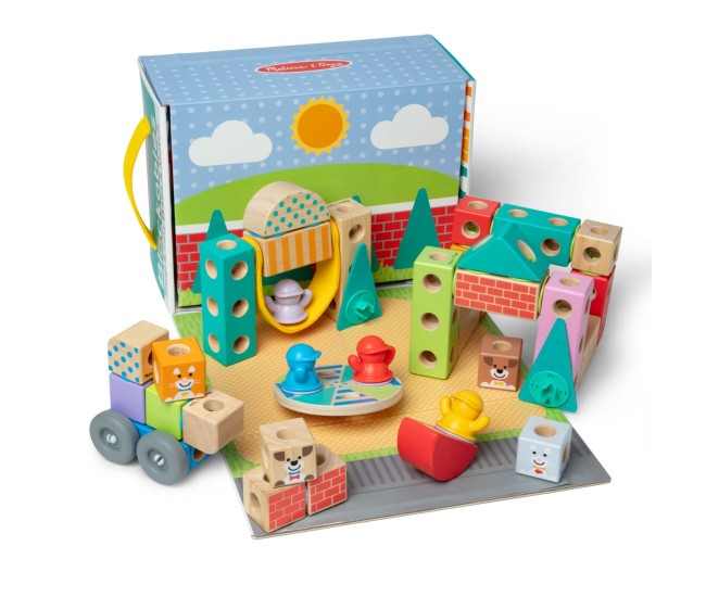 Melissa and doug set de constructie din lemn orasul