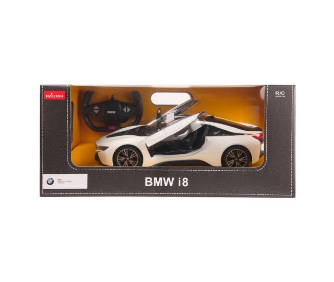 Masina cu telecomanda bmw i8 alb scara 1 la 14 Masina cu telecomanda bmw i8 alb scara 1 la 14