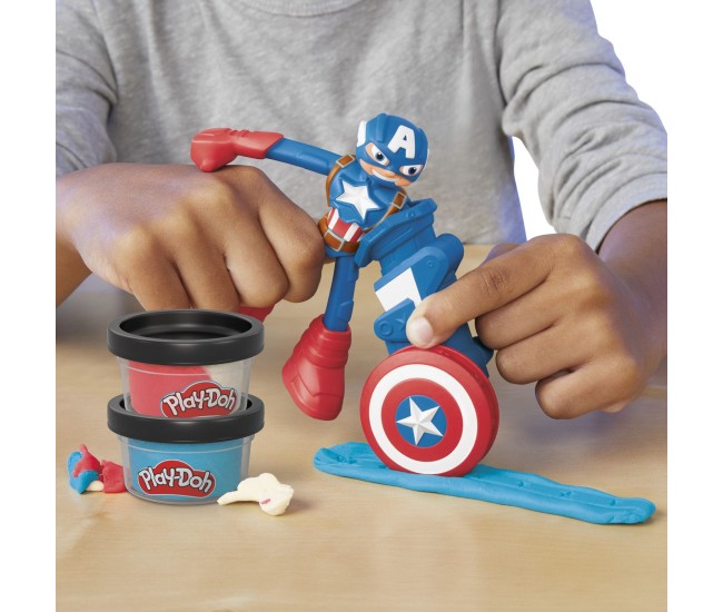 Play-doh marvel figurina flexibila cu accesorii captain america 10cm Play-doh marvel figurina flexibila cu accesorii captain america 10cm