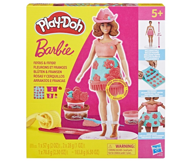 Play doh barbie set plastelina creatii vestimentare cu flori si franjuri cowboy Play doh barbie set plastelina creatii vestimentare cu flori si franjuri cowboy