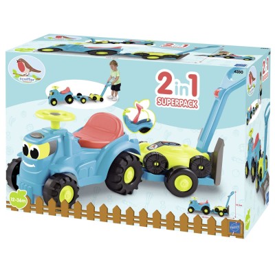 Ecoiffier set tractor ride cu remorca si cositoare
