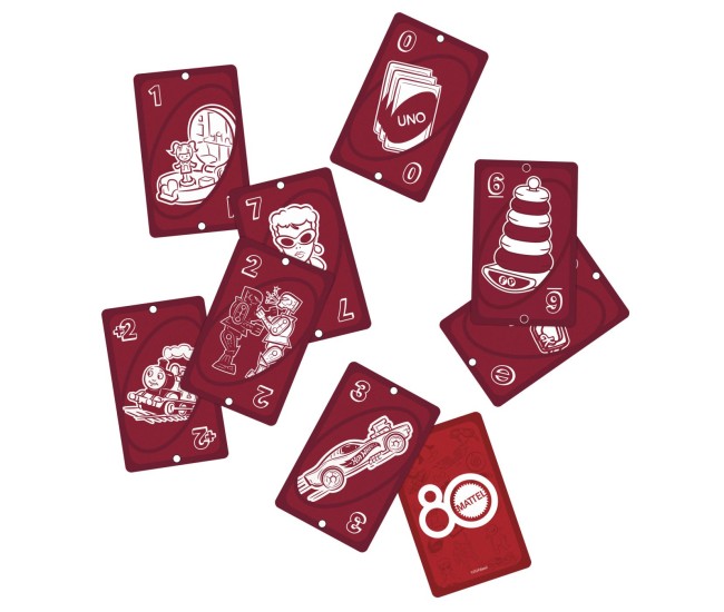 Joc de carti uno aniversar 80 de ani rosu rubin Joc de carti uno aniversar 80 de ani rosu rubin
