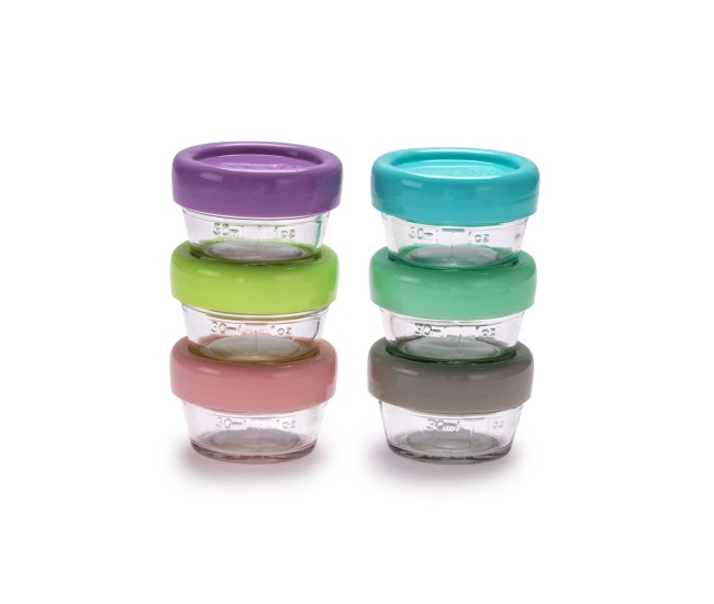 Set 6 recipiente sticla pentru hrana bebe, melii, 59 ml
