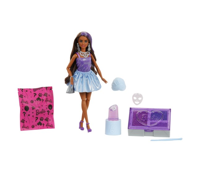Barbie set party unboxed reveal papusa barbie violet cu 10 accesorii surpriza Barbie set party unboxed reveal papusa barbie violet cu 10 accesorii surpriza