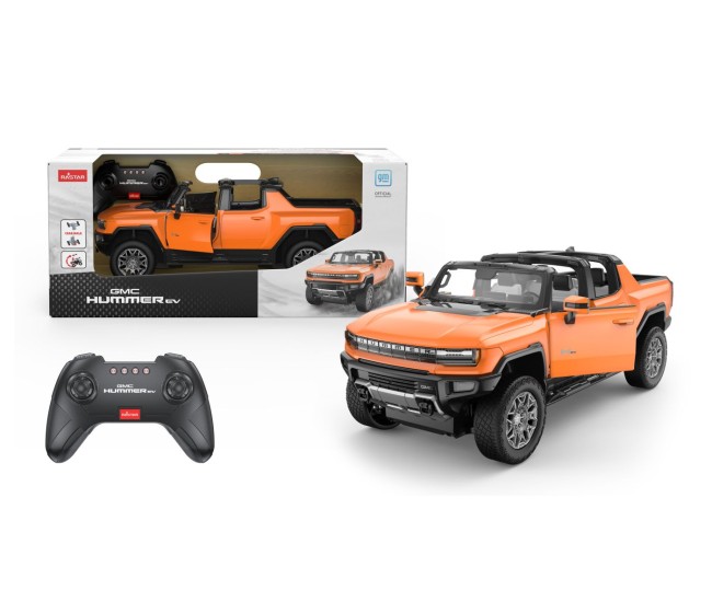 Masina cu telecomanda gmc hummer ev portocaliu scara 1 la 16 Masina cu telecomanda gmc hummer ev portocaliu scara 1 la 16