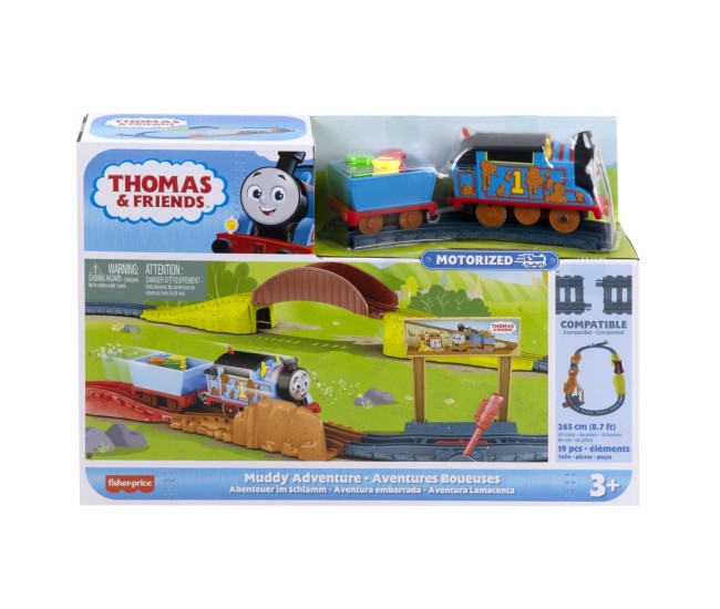 Thomas set de joaca cu locomotiva muddy motorizata si accesorii Thomas set de joaca cu locomotiva muddy motorizata si accesorii