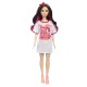 Papusa barbie fashionista bruneta cu rochita sport Papusa barbie fashionista bruneta cu rochita sport
