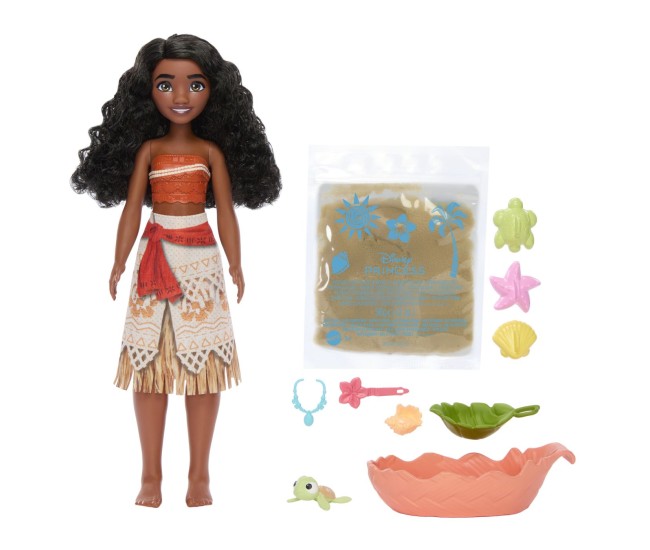 Disney princess set papusa vaiana si prietenii din ocean cu nisip modelabil si accesorii