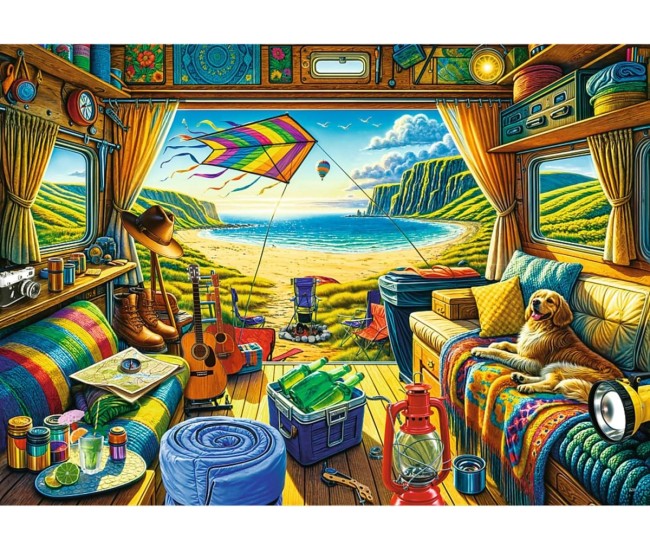 Puzzle trefl 1000 premium plus tea time calatorie cu caravana Puzzle trefl 1000 premium plus tea time calatorie cu caravana