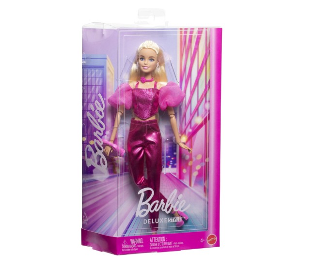 Barbie deluxe style papusa barbie tinuta roz metalizat