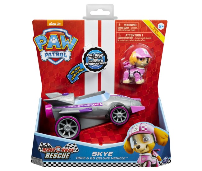 Patrula catelusilor skye masina de curse cu sunete si motor pull-back Patrula catelusilor skye masina de curse cu sunete si motor pull-back
