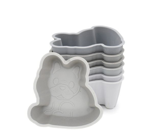 Set 6 forme de gatit silicon, melii, model bulldog