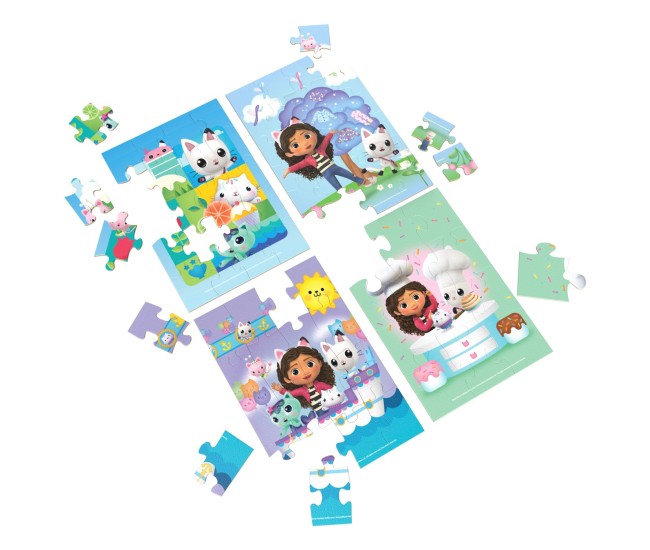 Gabbys dollhouse set 4 puzzle din lemn Gabbys dollhouse set 4 puzzle din lemn