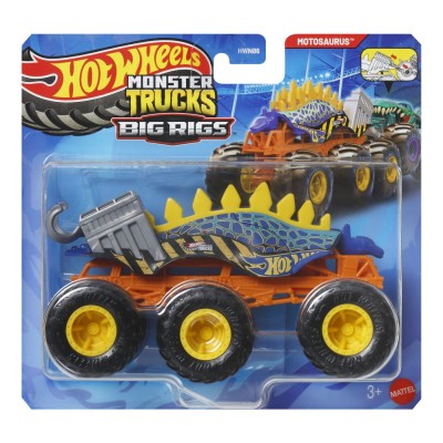 Hot wheels monster truck big rigs masinuta metalica cu 6 roti motosaurus scara 1 la 64 Hot wheels monster truck big rigs masinuta metalica cu 6 roti motosaurus scara 1 la 64
