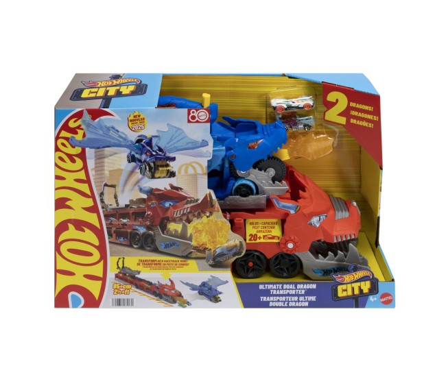 Hot wheels city transportator suprem cu 2 dragoni