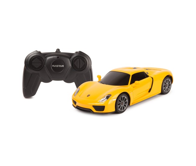 Masina cu telecomanda porsche 918 spyder galben cu scara 1 la 24 Masina cu telecomanda porsche 918 spyder galben cu scara 1 la 24