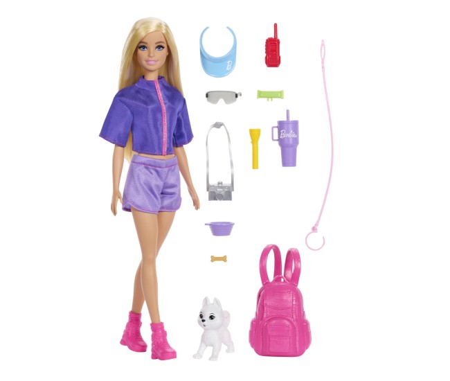 Barbie family and friends set papusa barbie malibu si accesorii aventuri in aer liber