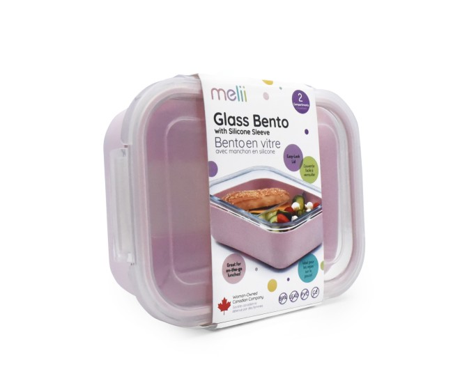 Recipient sticla 740ml cu husa antiderapanta silicon melii roz