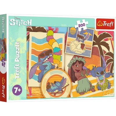 Puzzle trefl 200 stitch la plaja cu lilo si stitch Puzzle trefl 200 stitch la plaja cu lilo si stitch