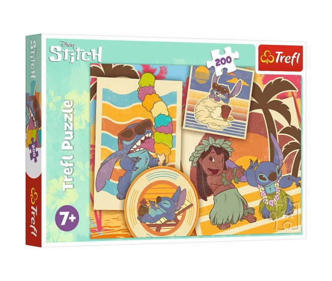 Puzzle trefl 200 stitch la plaja cu lilo si stitch Puzzle trefl 200 stitch la plaja cu lilo si stitch
