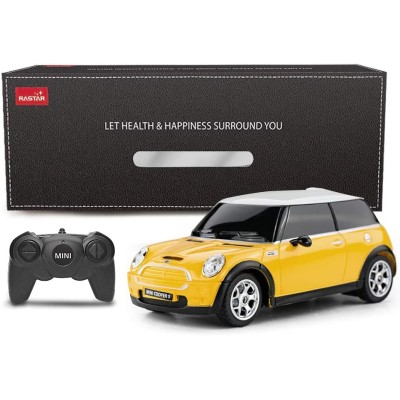 Masina cu telecomanda mini cooper galbena cu scara 1 la 24