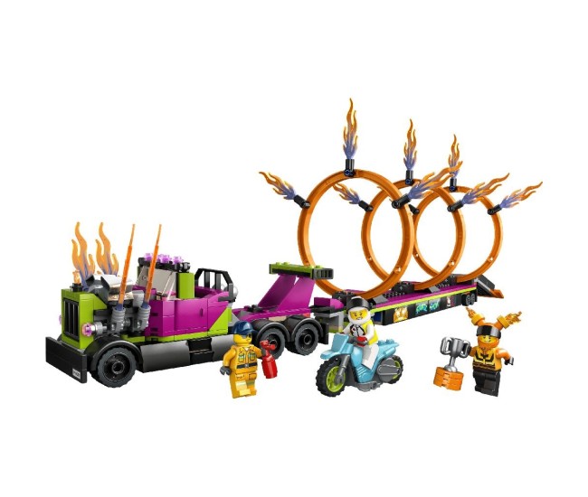 Lego city camion de cascadorie si provocarea cercurilor de foc 60357