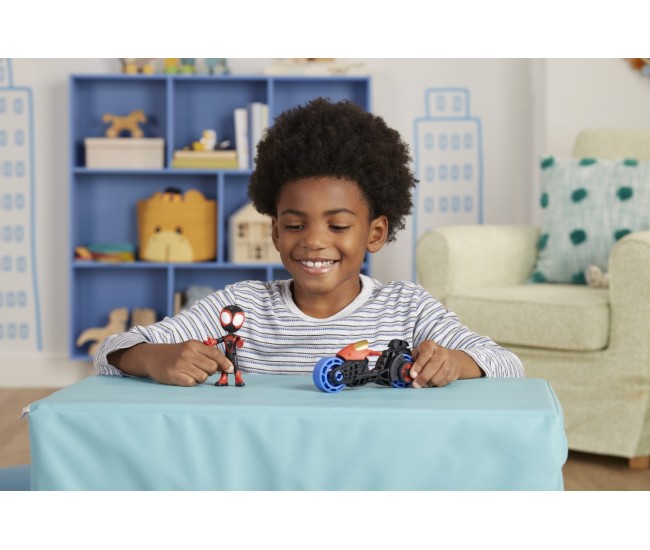 Spidey prietenii extraordinari set motocicleta si figurina miles morales spider man 10cm Spidey prietenii extraordinari set motocicleta si figurina miles morales spider man 10cm