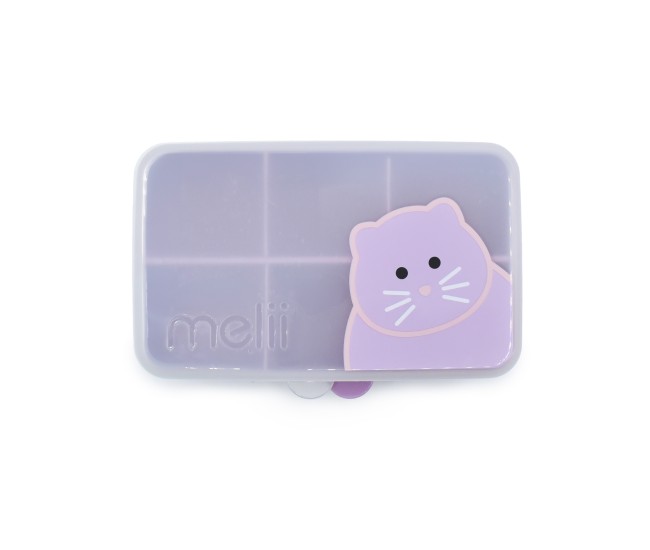Cutie snack 6 compartimente, melii, print pisica Cutie snack 6 compartimente, melii, print pisica