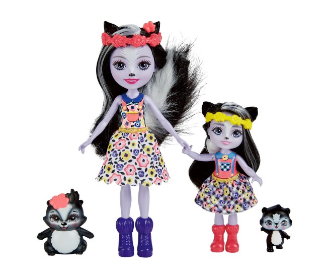 Enchantimals set papusi surori si animalutele lor sage skunk si caper si sabella skunk si striper Enchantimals set papusi surori si animalutele lor sage skunk si caper si sabella skunk si striper