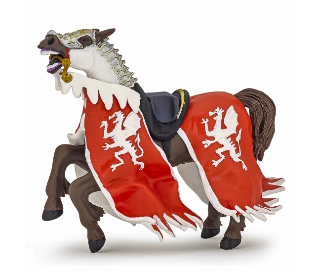 Papo figurina calul regelui cu blazon dragon rosu Papo figurina calul regelui cu blazon dragon rosu
