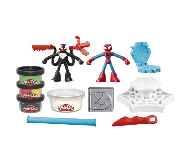 Play doh spiderman set 2 figurine batalie cu lansator si sulita Play doh spiderman set 2 figurine batalie cu lansator si sulita